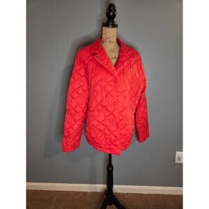 L.L. Bean quilted riding jacket snap closure puffer orange XL